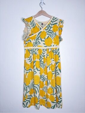 Tea Collection Wrap Neck Marigold Print Dress Size 14
